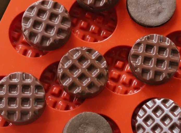 Mini Waffel Round - Silicone Mould N. ?40 H 10,5 Mm