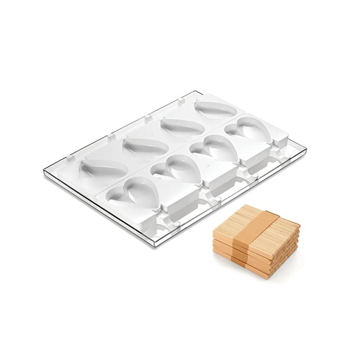 [25.313.87.0098] Gel03 Heart-Ic- Set 2 Silicone Mould 91X85 H 23 Mm