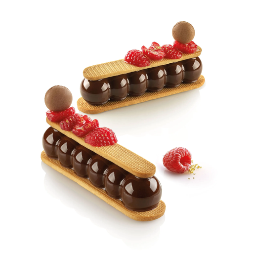 [36.362.87.0065] Truffles Eclaire 75 - Silicone Mould N.8 130x31 h28 MM + CUTTER White